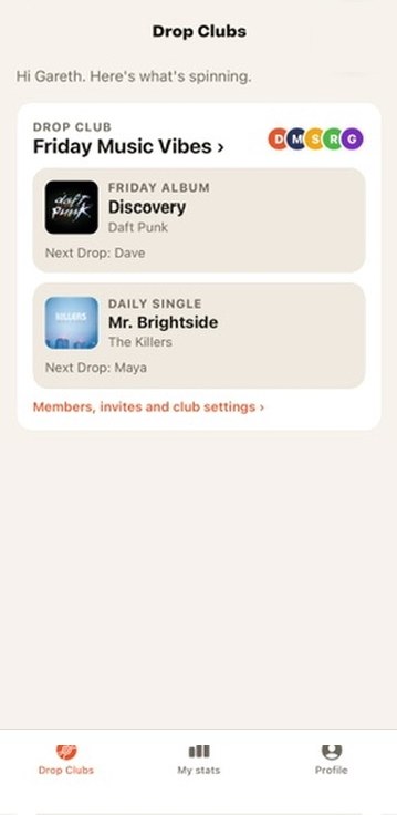 Drop Day screen: All your clubs at a glance